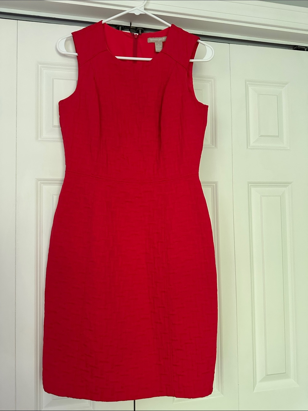 Banana Republic Vibrant Red Sleeveless Midi Sheath Dress